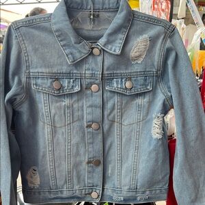 SHEIN Blue Distressed Jean Jacket for Kids